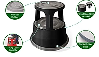 Janrax Black Metal Premium Rolling Kick Step Stool