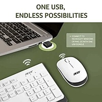 Acer Wireless Keyboard & Mouse Combo – Bluetooth  Optical Mouse  Multimedia Keys  White