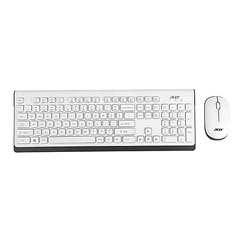 Acer Wireless Keyboard & Mouse Combo – Bluetooth  Optical Mouse  Multimedia Keys  White