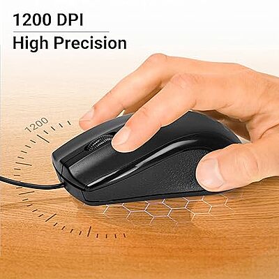 ZEBRONICS JUDWAA 880 Wired USB Keyboard & Mouse Combo, Plug & Play, 105 +12 Integrated Multimedia Keys, 3 Button Mouse, 1000 DPI, High Precision, Advanced Optical Sensor