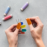 Pack of 15 Assorted Size Rubber Thimblettes - Coloured Thimble Finger Cones