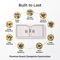 Quartz Elite Double Bowl Sink (Ivory Stone)