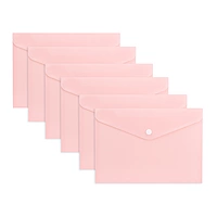 Pack of 12 A4 Light Pastel Pink Soft Touch Plastic Document Wallets with Button Closure