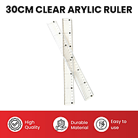 30cm Clear Acrylic Cutting Ruler with Steel Edge