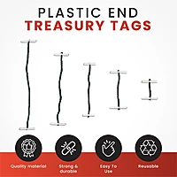 Pack of 100 127mm Plastic End Treasury Tags