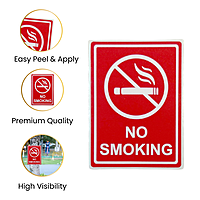 Pack of 3 No Smoking Self-Adhesive Labels 80x110mm
