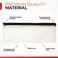 Janrax 13x5"" White Zip Clear Exam Pencil Case