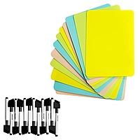 Pack of 12 A5 Assorted Coloured Whiteboards with 12 White Board Marker Pens