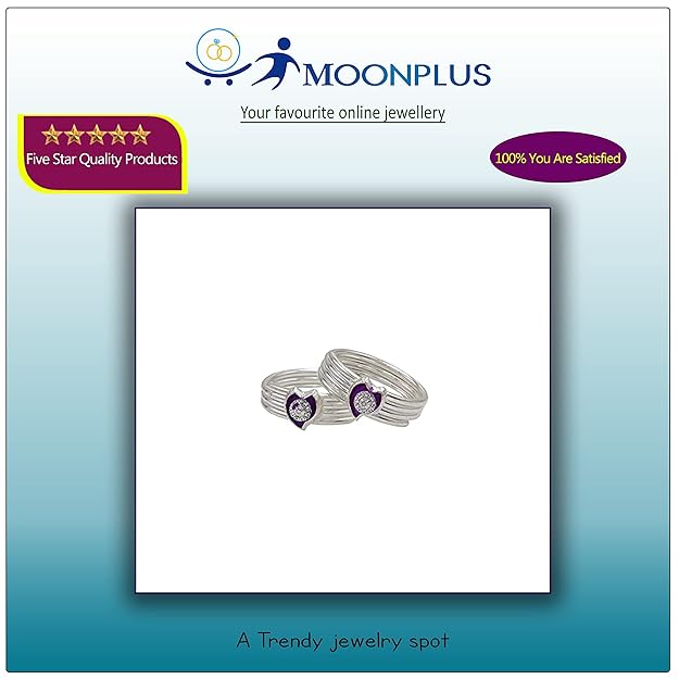 Silver Toe ring, Metti with Enamel Design