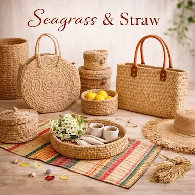 seagrass and straw products madur kathi mat kouna grass bag eco friendly home decor wholesale