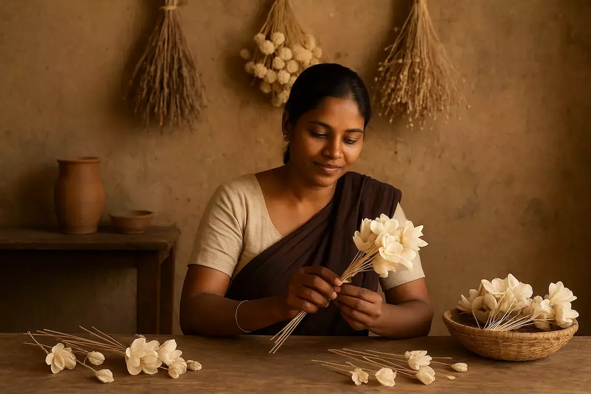 rural artisans creating dry flower décor at leafndeor rural artisans creating dry flower décor at leafndeor